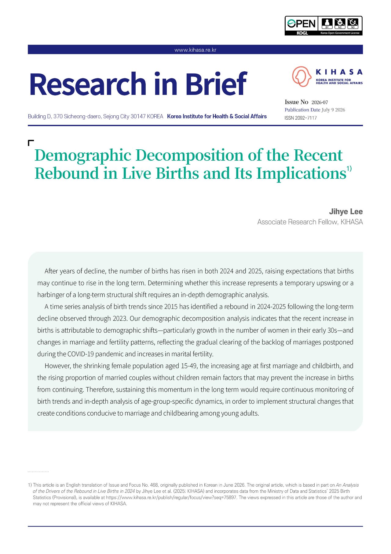 Demographic Decomposition of the Recent Rebound in Live Births and Its Implications