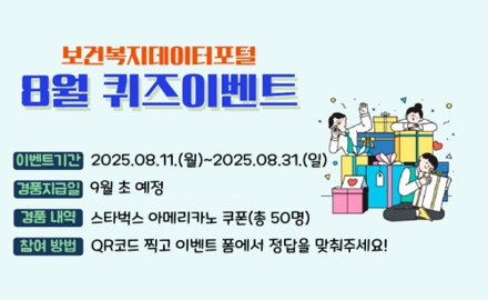 보건복지데이터포털 8월 이용자 퀴즈 이벤트_Thumbnail